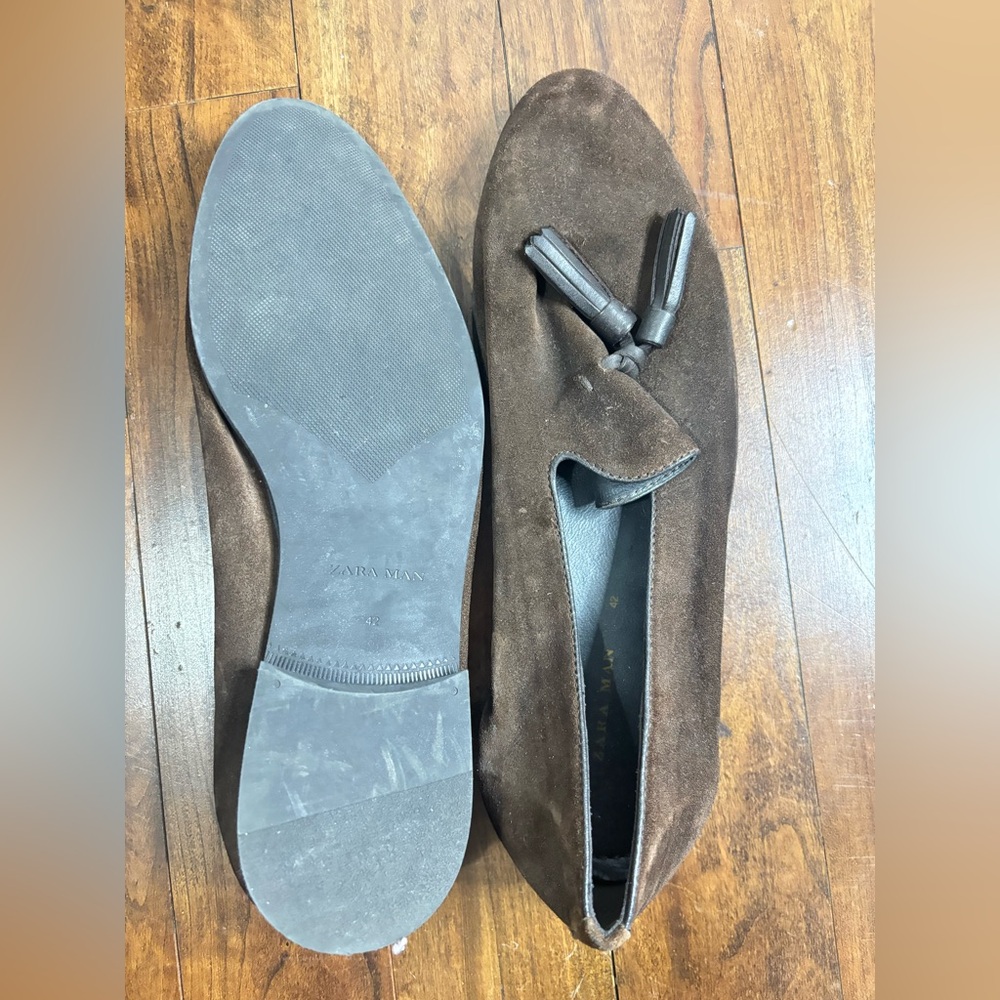 Zara Men’s Brown Suede Tassel Loafers - Picture 3 of 3